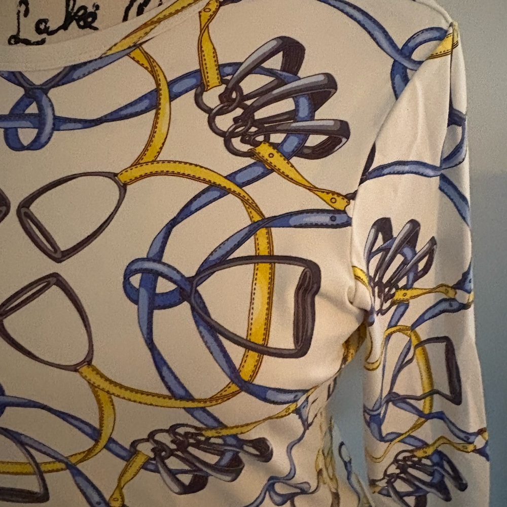 Stylish Women's Long Sleeve Top with Blue and Yellow Design